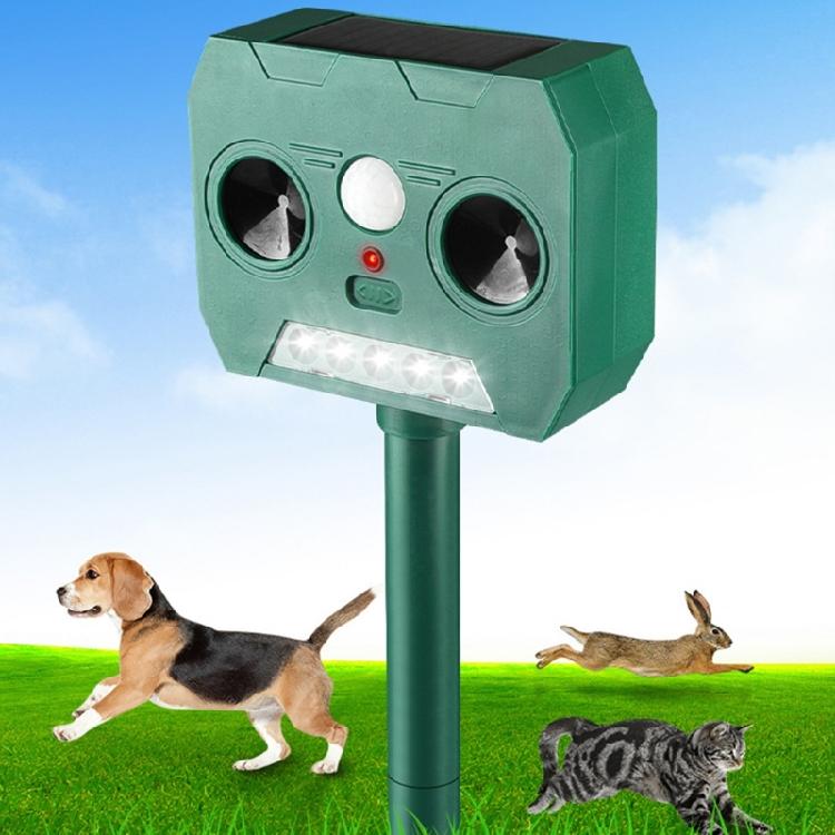 Solar Animal Repeller Ultrasonic Repellents LED Light Alarm Repels Cat Dogs Bird