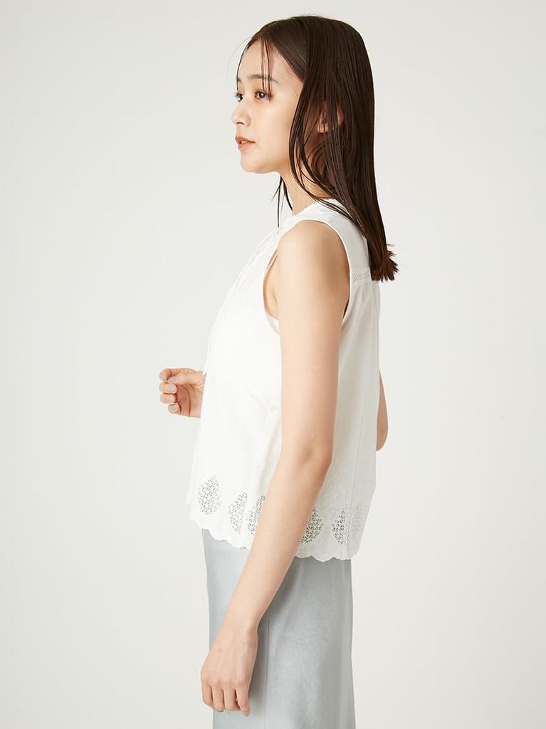 FRAY Cutwork Sleeveless Blouse FWFB252112 Free Size I.D. Women's White,