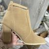 Ankle Boots for Women Autumn and Winter Short Boots Single Thick Heel High Heels Boots Woman Booties Rear Zipper