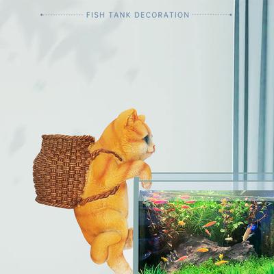 Fish Tank Creative Cute Hanging Backpack Cat Artificial Lifelike Ornaments Aquarium Landscaping Decoration
