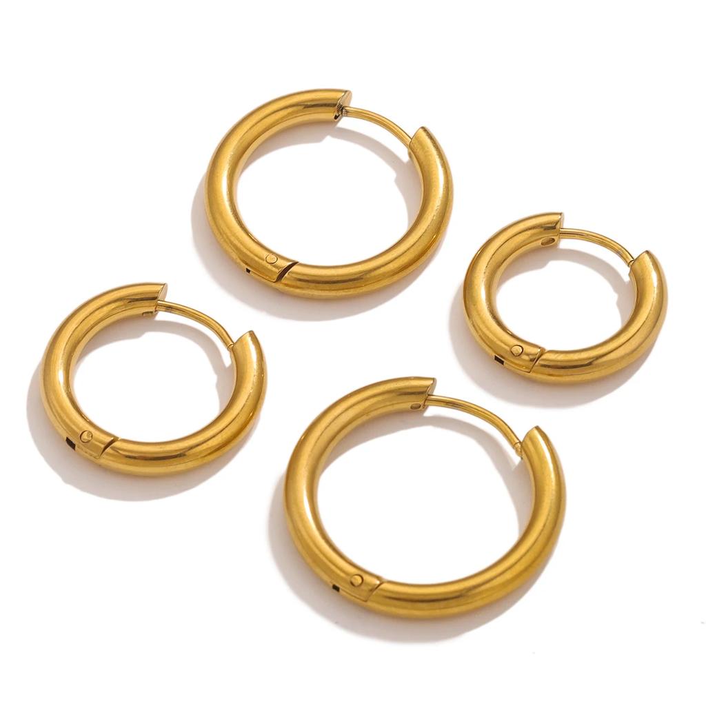 6pcs Stainless Steel 3mm 4mm Earrings PVD Gold Plated Round Korean Ear Rings Hoop Earring for Man Women Female Punk Jewelry