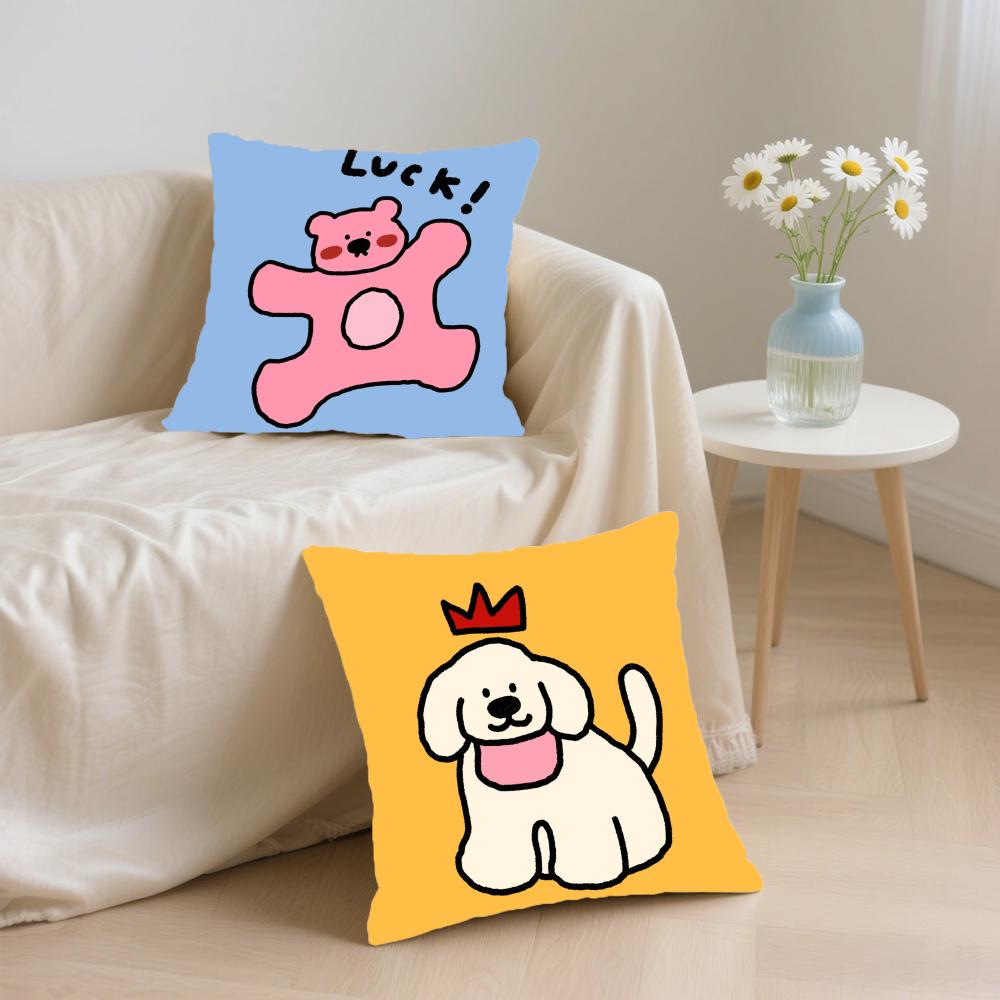 Happy D-Dog Cushion Cover Comfortable Reversible Pillow Cover Ideal for Car Sofa Bedroom & Beyond