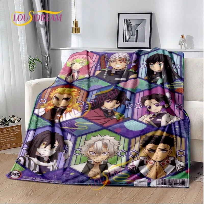 Japanese Cartoon Series Blanket Living Room Bed Sofa Travel 3D Demon Slayer Blanket Cartoon Home Office Hiking Gift