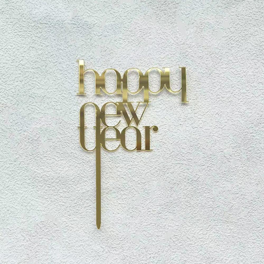 3pcs 2025 New Year Happy Party Cake Toppers Red Gold Acrylic Family  New Year s Even Party Cake Topper Dessert Decoration 3pcs