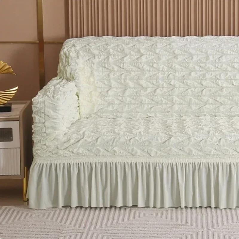 Elastic Sofa Covers For Living Room Geometric Armchair Knitted Bubble Minimalist Style Sofa Slipcover Chair Protector Home Decor