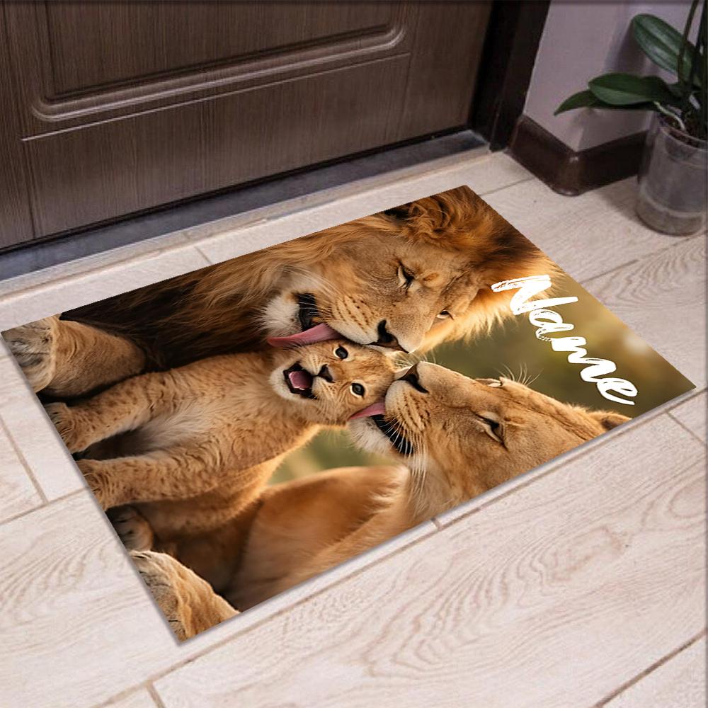 Custom Name Lion Printed Carpet,Rug for Office Chair Living Room Bedroom Kitchen Room Decor Gifts.