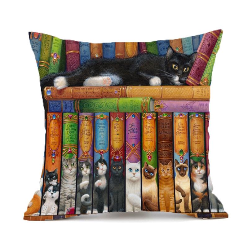 

Декоративная наволочка для гостиной с милым принтом кота, декоративный чехол для дивана, креативный чехол для подушки с котом, наволочка с принтом 40x40cm