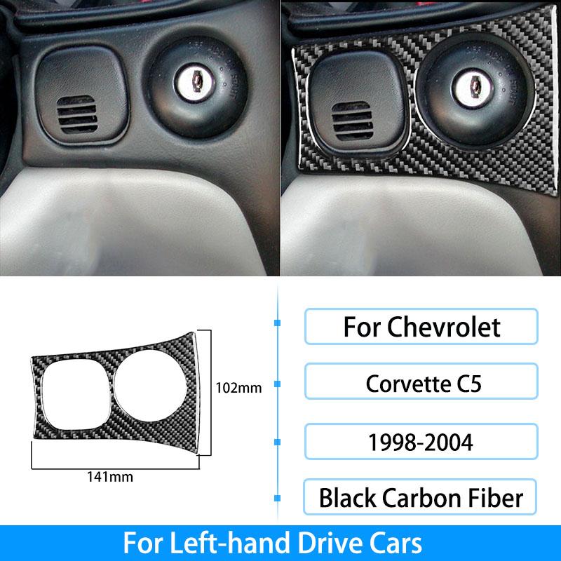 Pentru Chevrolet Corvette C5 1998-2004, fibră de carbon, priză centrală, buton radio, ridicare fereastră, inel pentru chei, decorare pentru capac