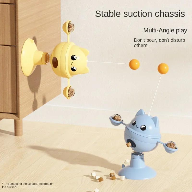 Pet Turntable Tumbler Toy Relieving Stress Interactive Entertaining Cat Teasing Toys Funny Stick Rotating Food Leakage Cat Toy