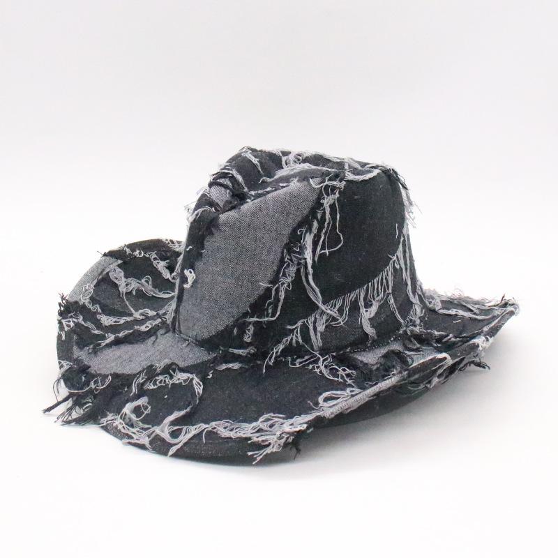 

Retro Blue Western Cowboy Hat Women S Summer Outing Sun Protection Big Brim Sun Hat Burr Rim Knight Hat Men S Trend One size fits all (taoniu)