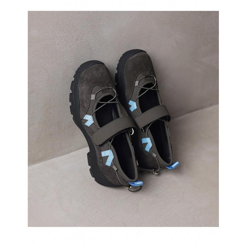 

Спортивные туфли Мэри Джейн на толстой подошве, с цветной отделкой и застежкой-липучкой, женские, ретро, кожаные, модные, универсальные, функциональные, ветрозащитные, одинарные 35