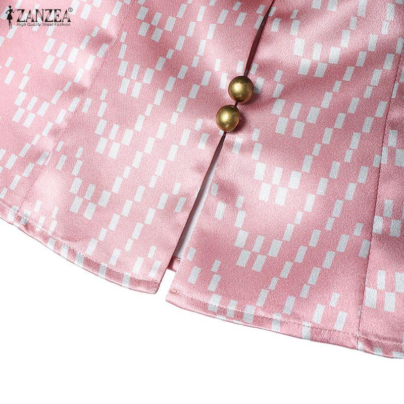 ZANZEA Lässige Sommerbluse mit V-Ausschnitt und kurzen Ärmeln für Damen