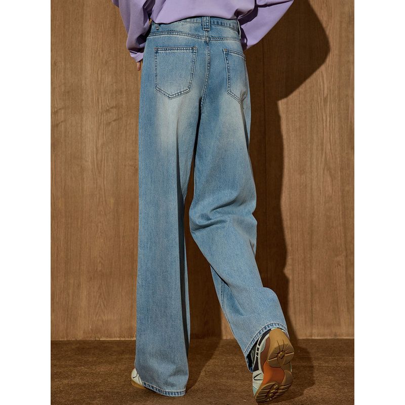 Coolhut American High Street Retro Splash-Ink Graffiti Design Loose Washed 2025 Autum Women's Jeans