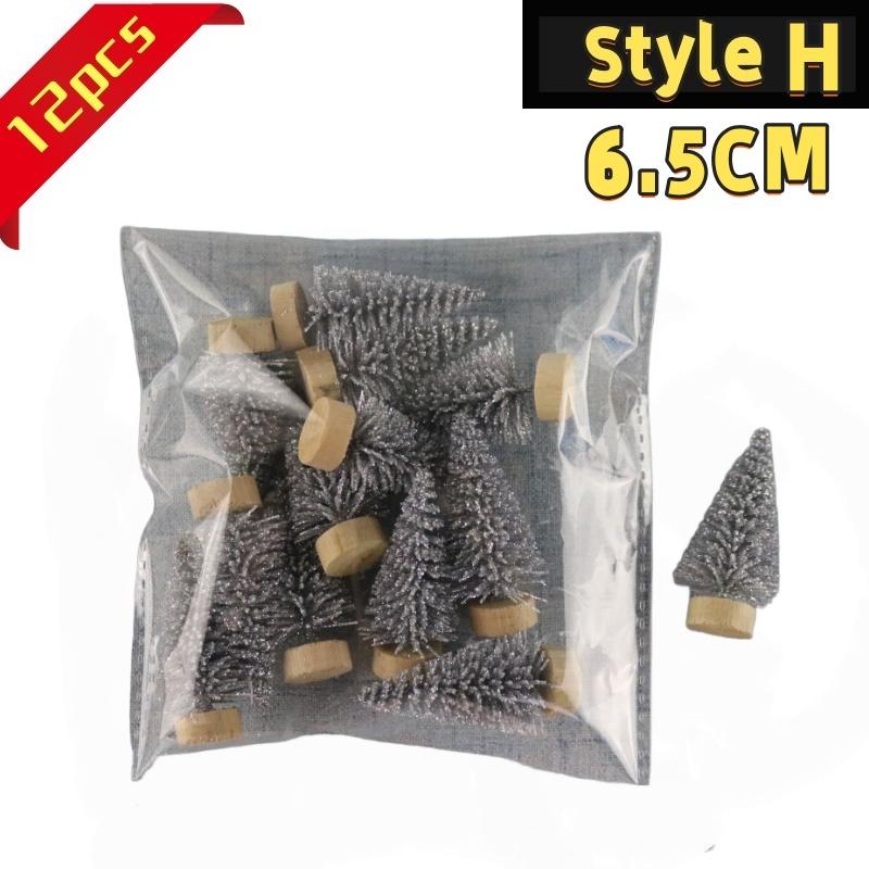 12Pcs Mini Christmas Desktop Miniature Pine Tree Micro Landscaping 4.5/6.5Cm Sisal Silk Cedar Tree Ornamen Navidad Xmas Decor