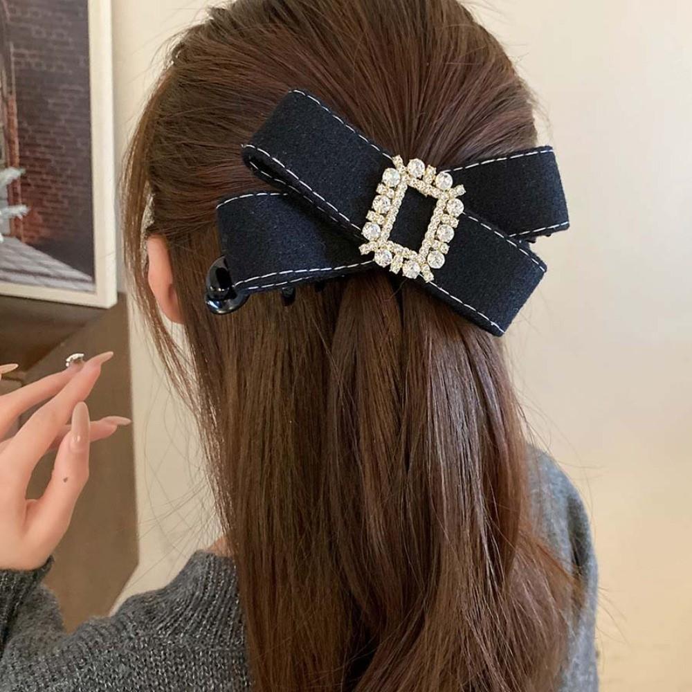 Plastic Bow Banana Clip Elegant Ponytail Holder Fashion Women Vertical Clip  Banquet