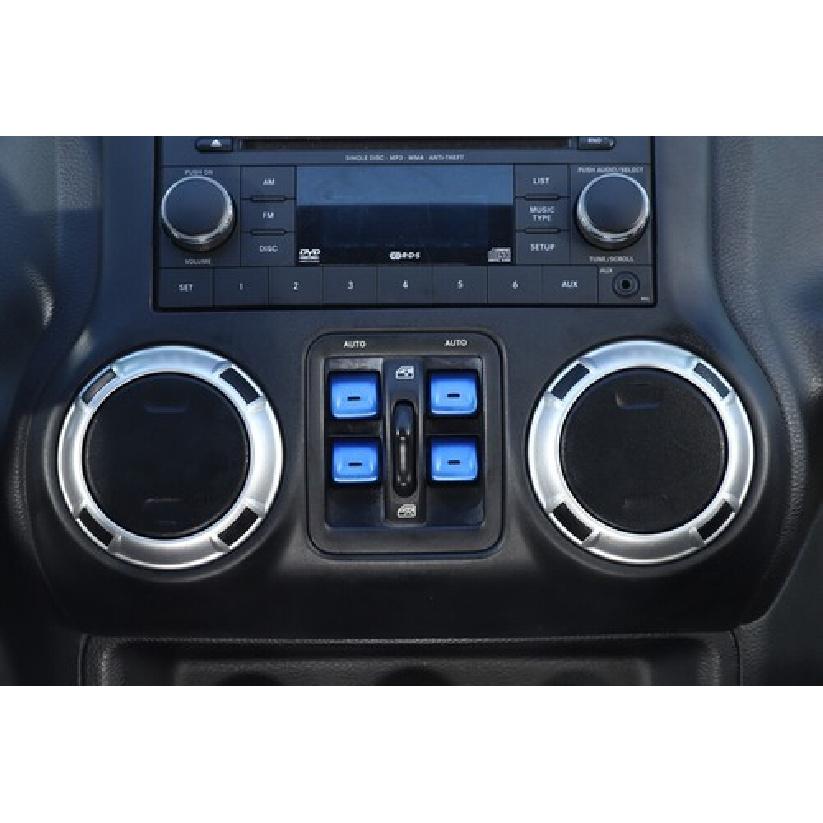 4PCS Blue Window Switch Button Cover For Jeep Wrangler JK JKU 12-18 Accessories