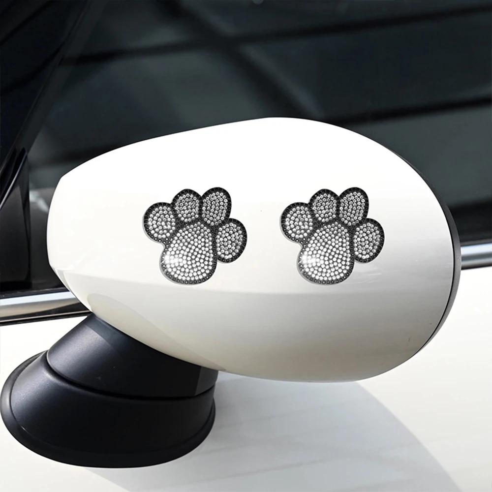 Diamond Crystal Car Stickers Dog Paw Stickers Cute Palm Print Body Tail Scratch Stickers Exterior Decoration Auto Accessories