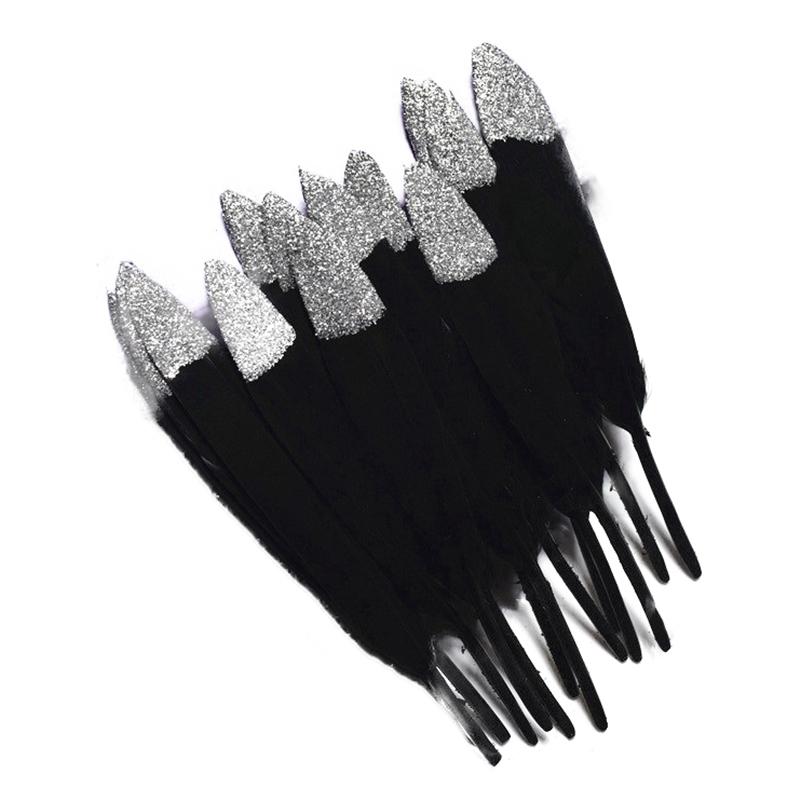 10Pcs/Lot Silver Gold Duck Feathers For Decoration Goose Feather Craft Black White Jewelry Creation Handicraft Accessories Decor