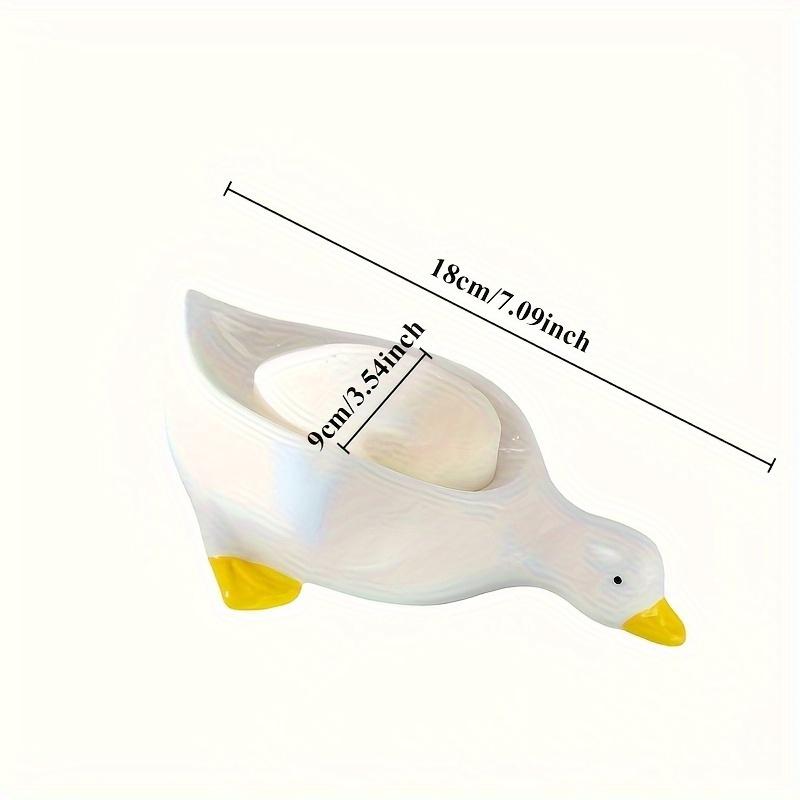 1Pc Cute Duck-Shaped Soap Dish with Waterfall Design - Self-Draining, Easy-Clean Plastic Soap Holder for Bathroom, Yellow Beak & Feet