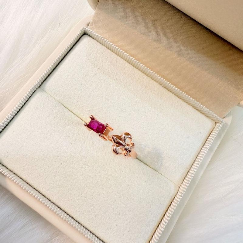 Vintage Iris Ruby Ring in Court Style Inspired by Xiaohongshu Adjustable