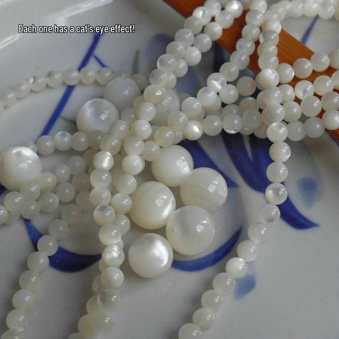Round Natural White Mother-of-Pearl Beads for DIY Jewelry and Bracelets