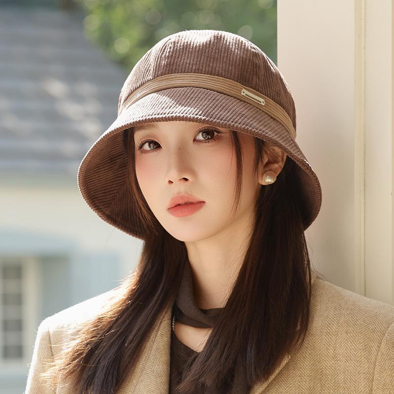 Korean New Versatile Hat for Women In Autumn and Winter Fashion Retro Corduroy Fisherman Hat Outdoor Casual Sun Hat