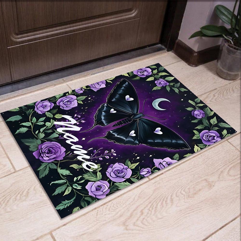 Custom Name Butterfly Printed Carpet,Rug for Office Chair Living Room Bedroom Kitchen Room Decor Gifts.