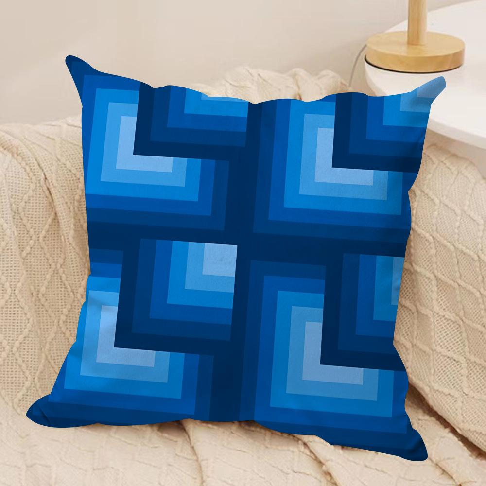 Blue diamond pattern Cushion Cover Soft Plush Fabric DoubleSided Printed Cushion Covers for All Seasons Modern HomeDecor Gift