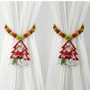 Boho Style Christmas Curtain Ties Beaded Creative Wooden Bead Curtain Holdbacks Cartoon Colorful Window Curtain Buckles