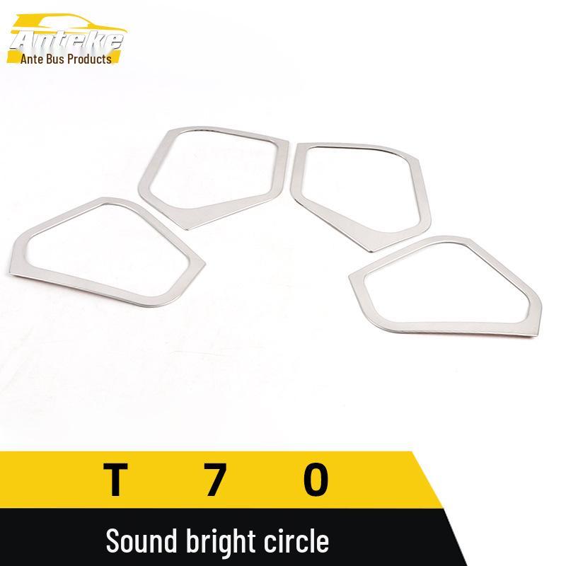 Mustang T70 Högtalarlåda Ljusring - Rostfri Högtalarkåpa Dekoration för Bilinteriör.