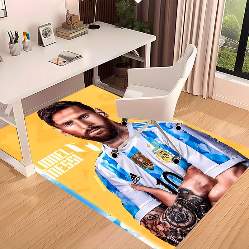 Football Star Messi Printed Absorbent Washable Carpet, Non-Slip Bathroom Mats, Kitchen Rugs, Yoga Mat,Living Room Entrance, Camping Picnic Rugs