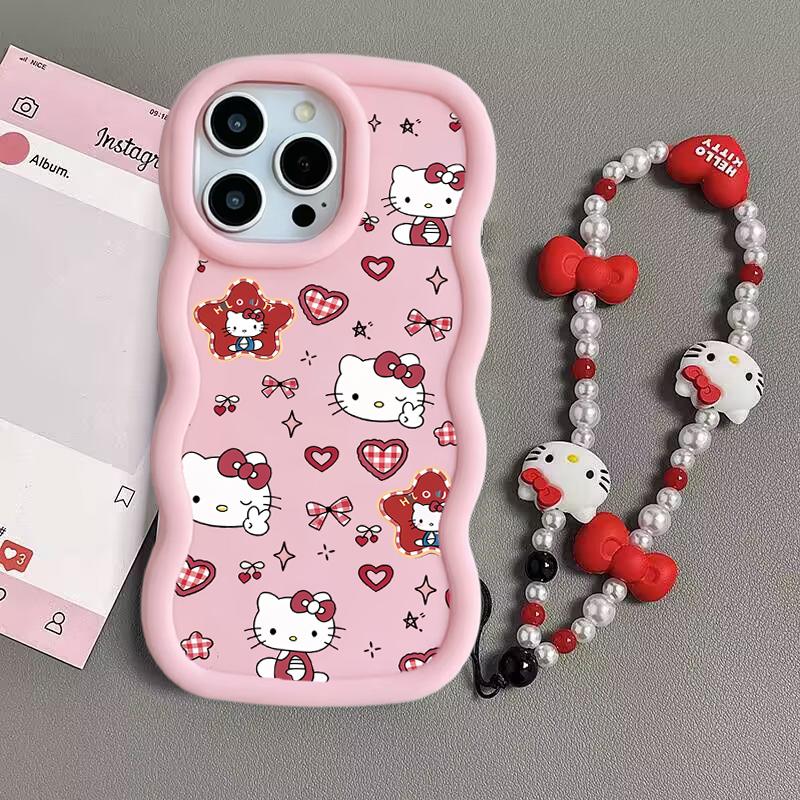 Pink Line Hello Kitty Chain Casing For Huawei Honor 400 Lite Pro 90 Lite X9A X9B X8A X8C X8B X8 X7A X7B X5C 5G INS Sanrio Case