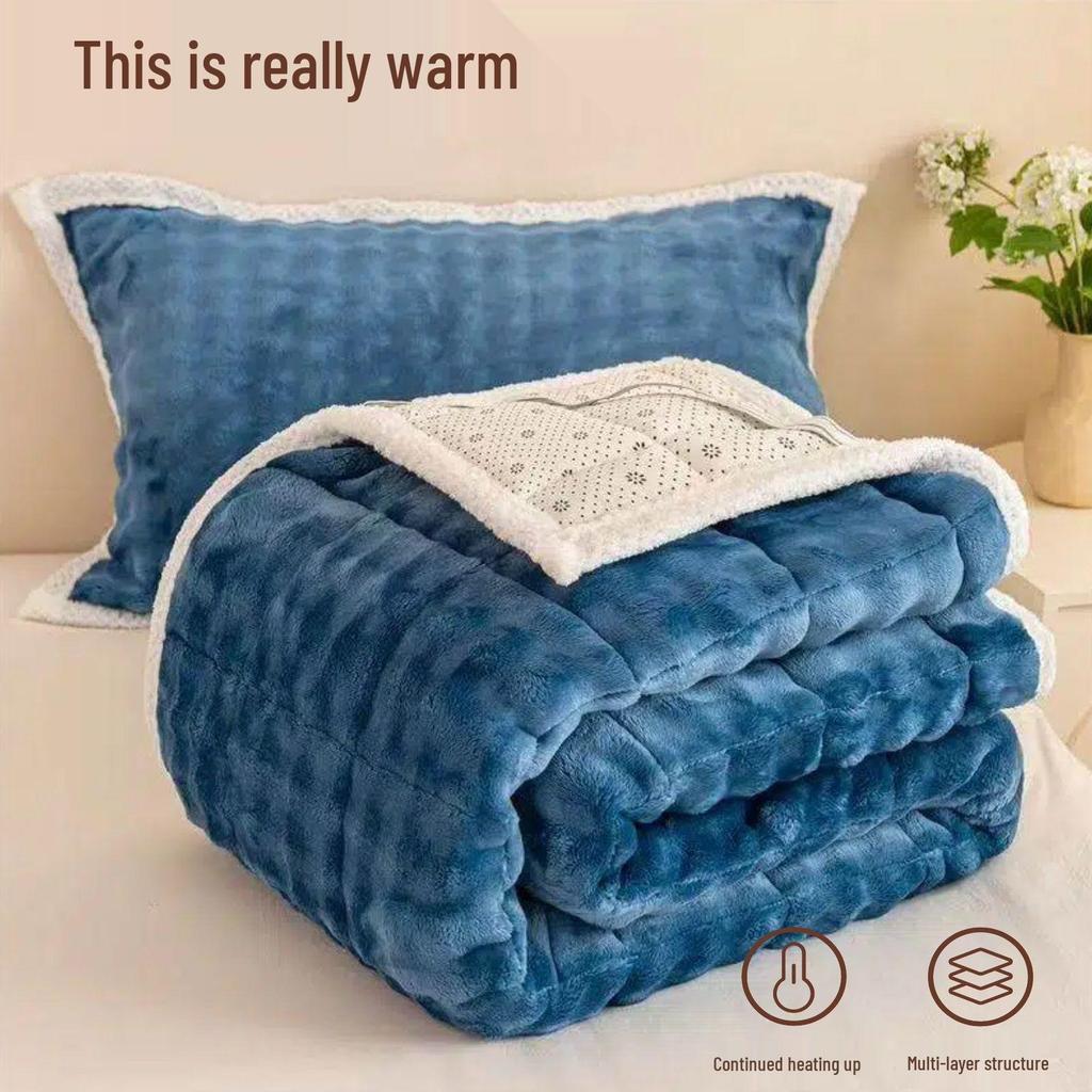 G5Z Winter Rabbit Plush Bed Sheet - Warm Velvet Mattress Blanket for Dorms