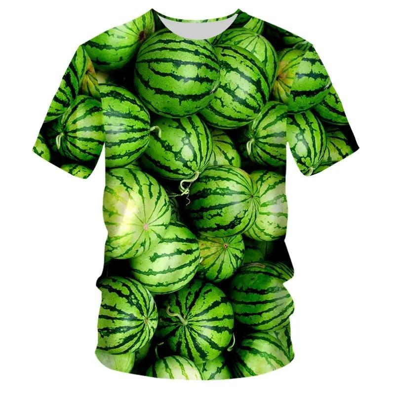 Men's fresh fruit printed T-shirt, round neck shirt, comfortable, personalized, trendy, Harajuku, summer