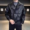 Men's Trendy Faux Two-Piece Leather Motorcycle Jacket - Autumn/Winter Casual, High-End Feel, Stylish and Handsome