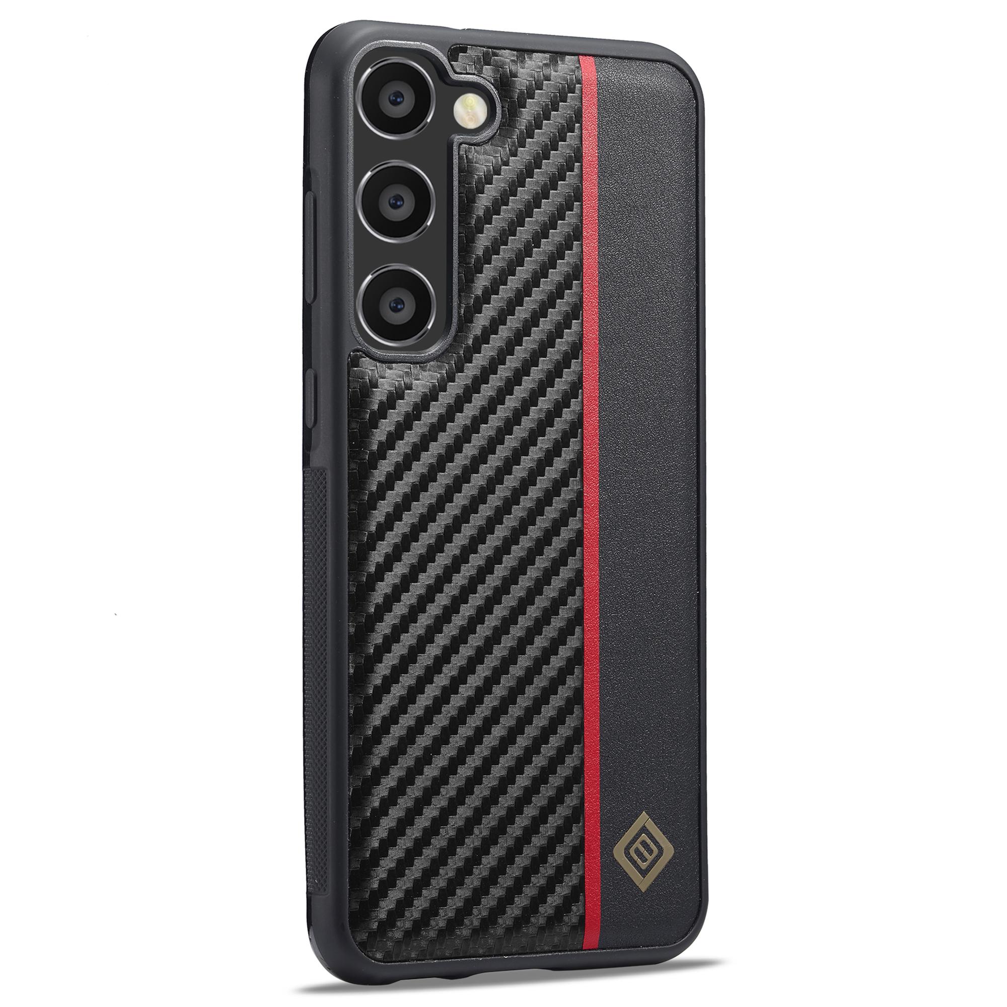 

LC.IMEEKE Carbon Fiber Texture Case for Samsung Galaxy S24 Shell PU Leather+TPU+EVA Phone Cover A