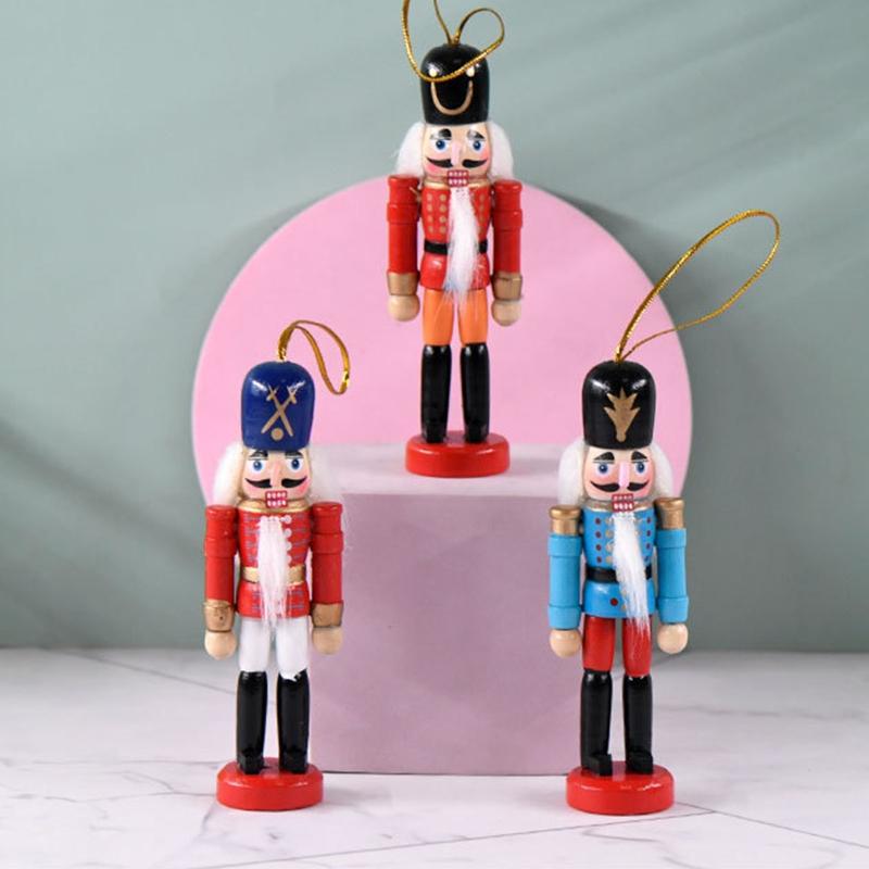 Nutcrackers Hanging Ornament Figures Christmas Mini Wooden King Soldier Puppet