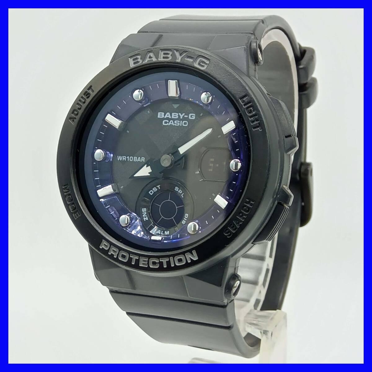 1073 [Battery replaced] Casio Baby-G BGA-250 Ana-Digi Ladies Watch Black x Navy Good Condition