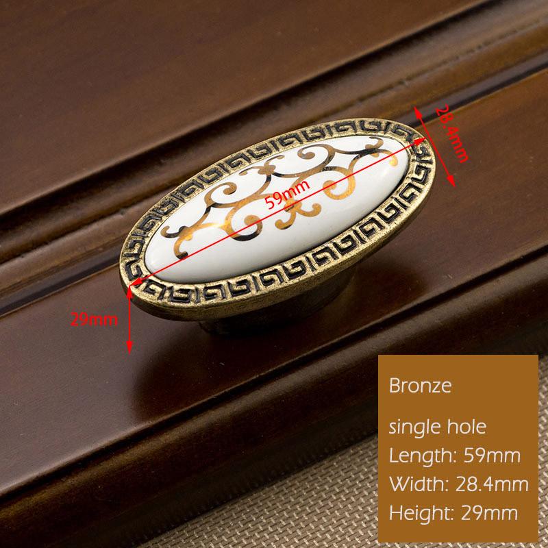 

KAK Antique Vintage Wardrobe Door Knobs Zinc Alloy Ceramic Cabinet Handles Drawer Knobs European Style Furniture Handle Hardware бронзовий