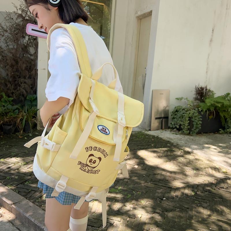 Color Block Backpack Student Schoolbag Women's Large Capacity Backpack
