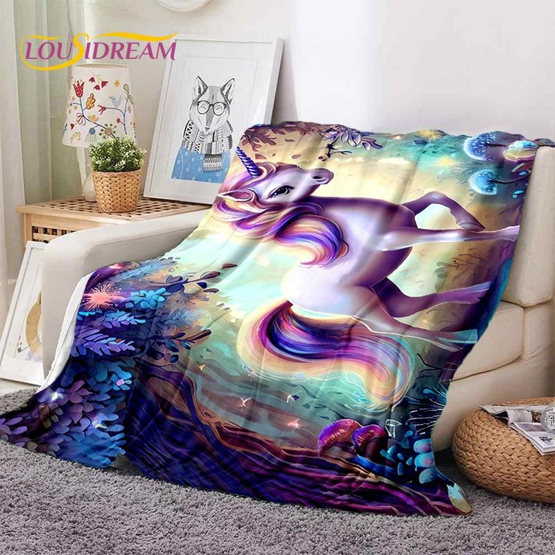 3D Cute Dream Unicorn Cartoon Girl  Soft Blankets,Keep Warm Throw Blanket Comfortable Blanket for Picnic Beds Sofa Home Bedroom