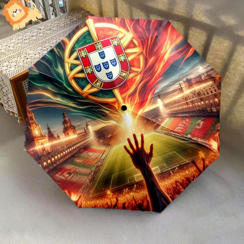 1pc Football team Umbrella Portable Folding Umbrella Iron Frame Hole Bone Structure Outdoor Home Umbrella