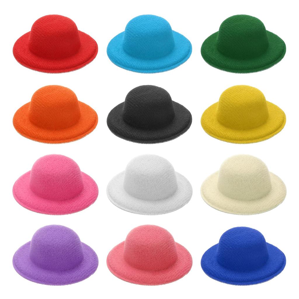 PATIKIL 2.3-inch Mini Formal Hats, Set of 12, Miniature Doll Hats, Craft Hair Accessories, Doll, Snowman Decoration, Multicolor