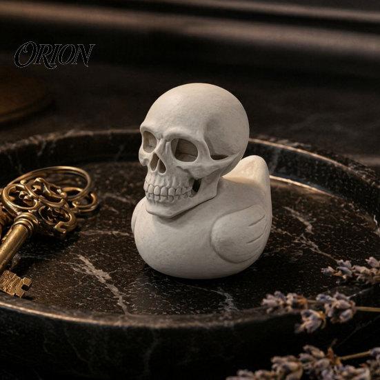 Modern Gothic Home Decor 3D Printed Skull Duck Ornament, Figurine, Creative Dark Cute Decoration Halloween for Office Bedroom Living Room Dormitory