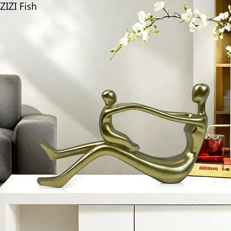 Family Parent Child Character Resin Statue Desk Decoration Crafts Ornaments Abstract Figures Sculpture Room Aesthetic Decor