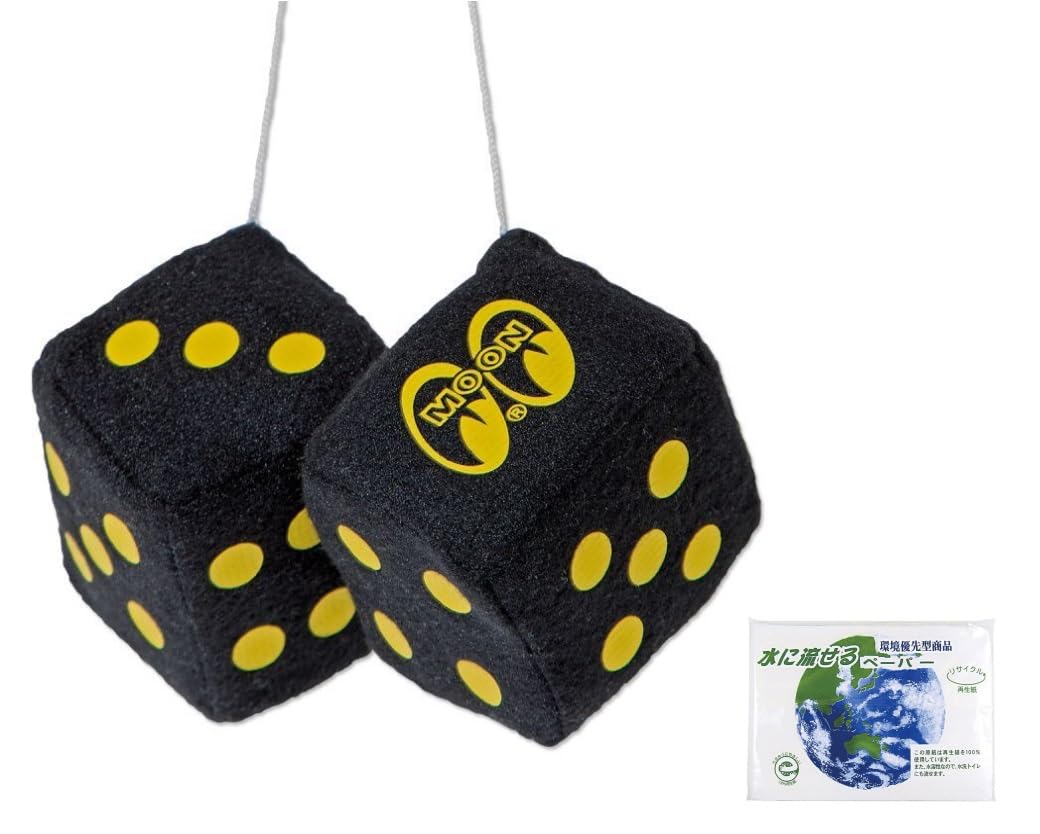 

MOONEYES Fuzzy Dice Hanging Mirror MG878BK Bonus Pocket Tissue Ornament, Black, + чёрный