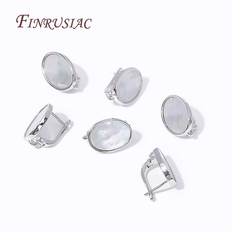 Oval Earring Clasp Fasteners,Rhodium/18K Gold Plated Natural Shell Earwires Fasteners For DIY Handmade Charm Earrings Findings