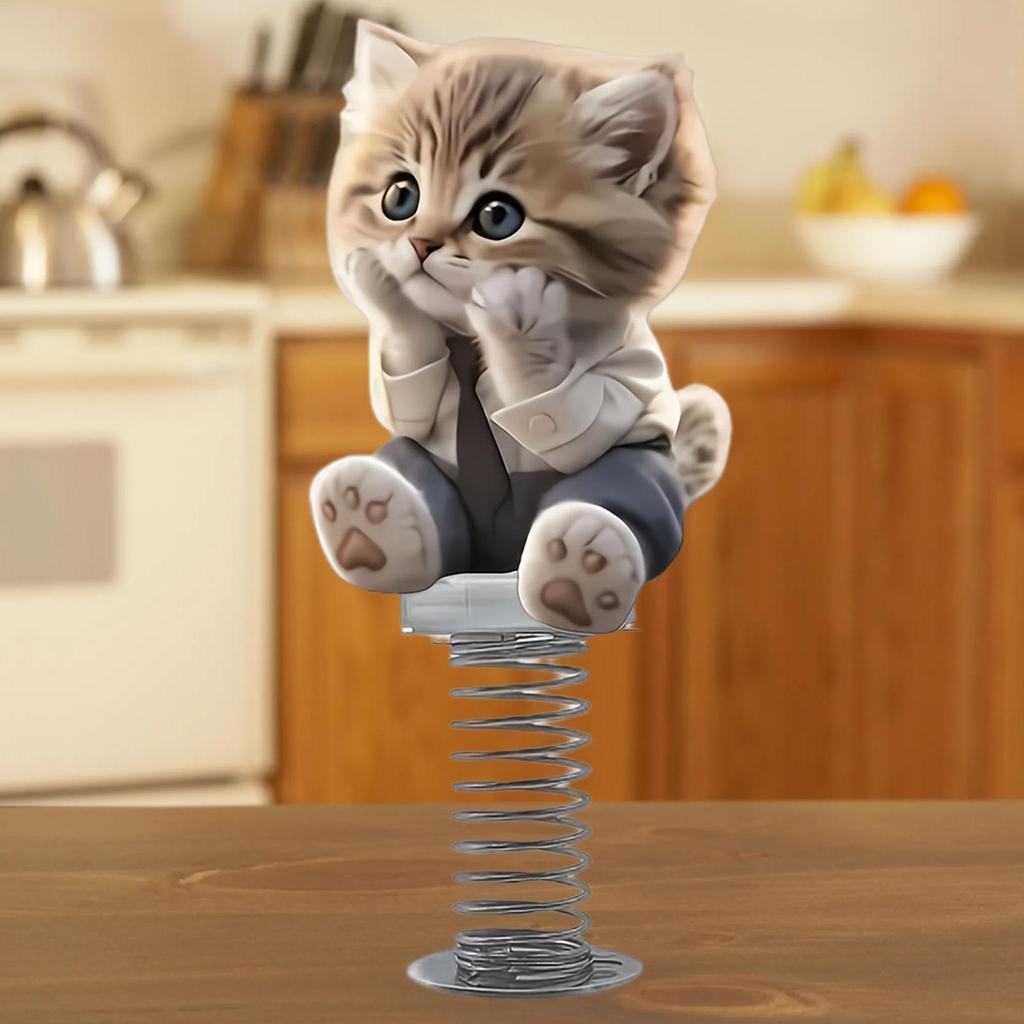 Dashboard Decor Cute Cat Bobble Car Dashboard Toy 2D Decorative Interior Accessories Shake Head Dancing Toy Funny Cute