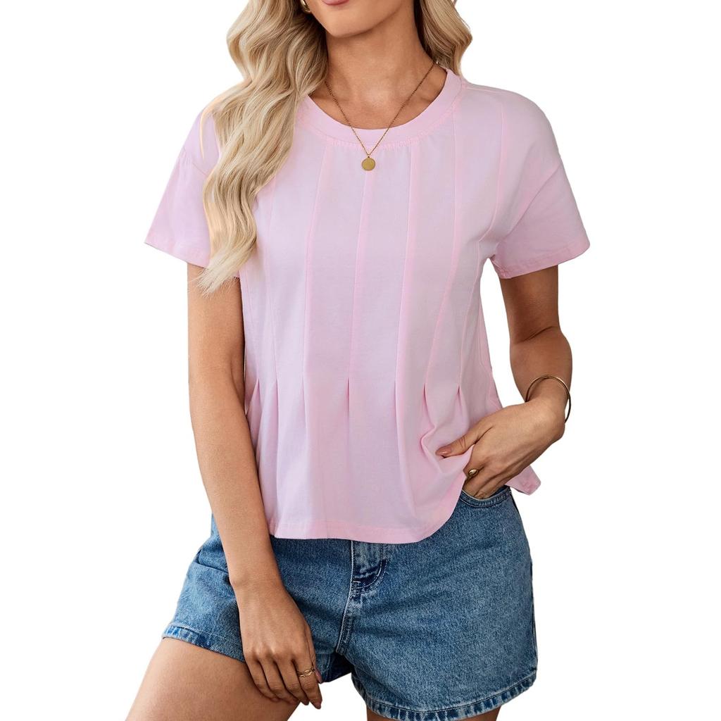 Women's Fashion Oversized Round Neck Short Sleeve T-Shirt Top