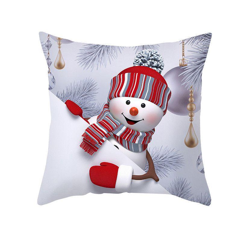 Cozy 18" Christmas Cushion Cover Featuring Cute Santa Claus And Snowman For Holiday Charm